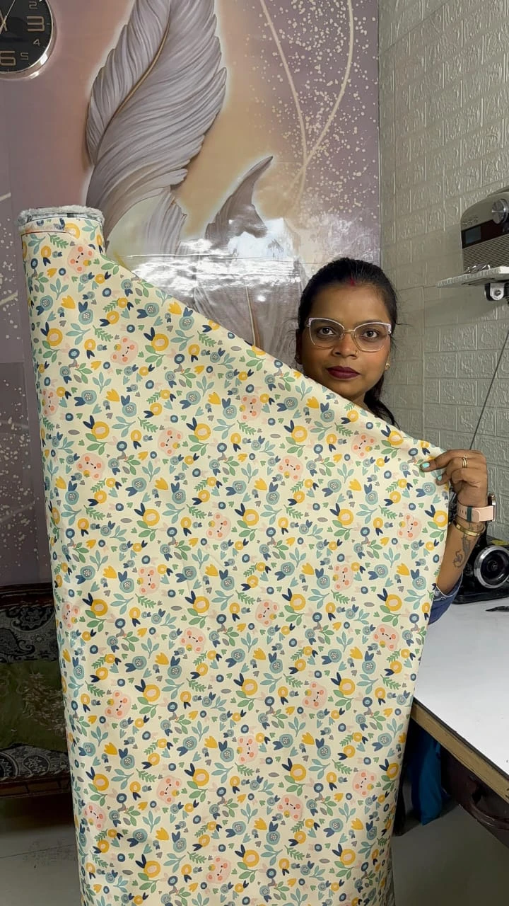 Waterproof Fabric (60 inch pana-cream color)-fruit print (1 meter)