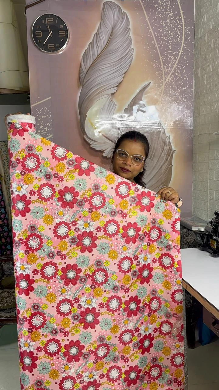 Waterproof Fabric (60 inch pana-multi color)-flower print (1 meter)