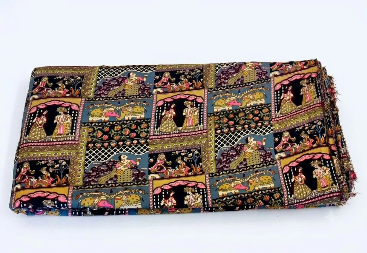 Butter Crepe Fabric (40-inch Pana)-  Multicolor (1 meter)
