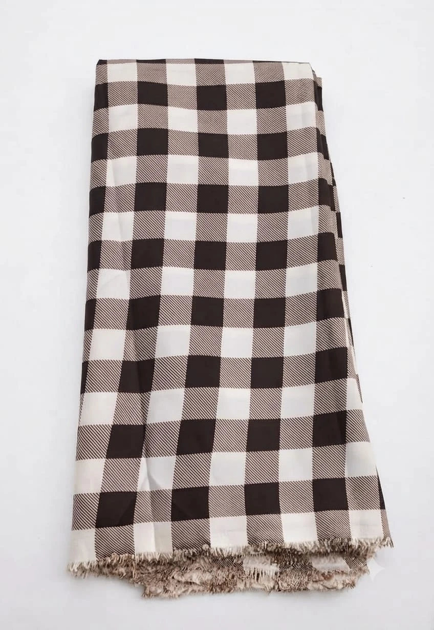Butter Crepe Fabric (40-inch Pana)-  Black & white (1 meter)