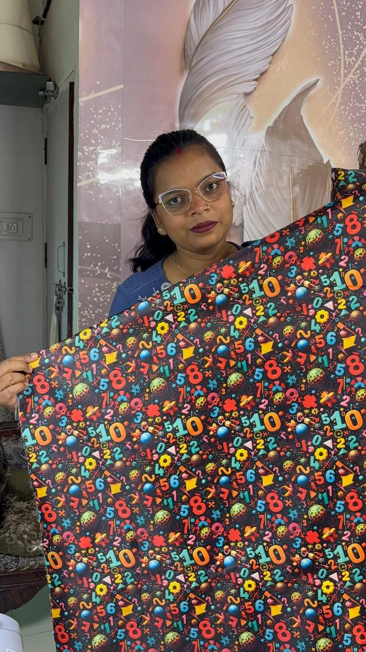 Fabric (60 inch pana-black color)-number print (1 meter)