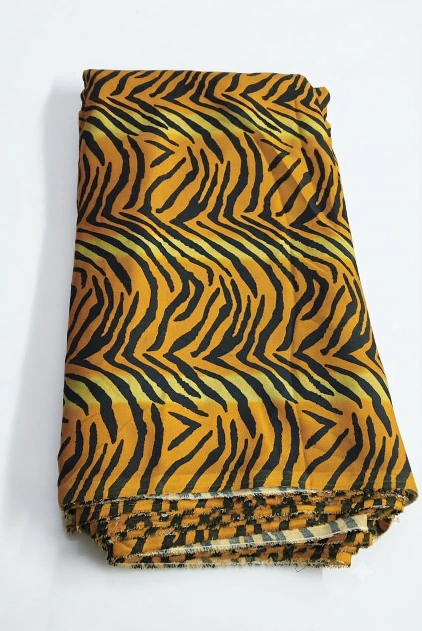 Butter Crepe Fabric (40-inch Pana)- Yellow Black (1 meter)