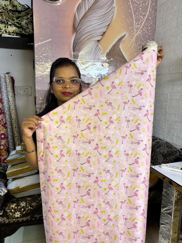 Waterproof Fabric (60 inch pana-Pink color)-flamingo print (1 meter)