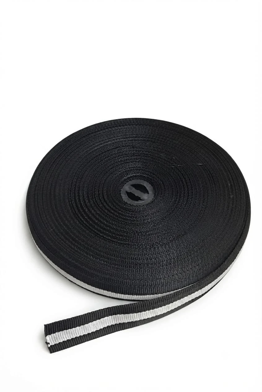 Belt (niwar strip- 1 inch)- black & white (pack of 5 meter)